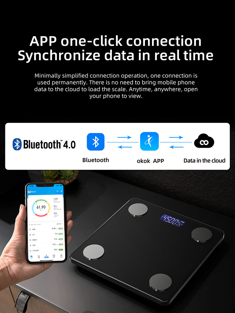 ISO9001 BSCI factory certified products household electronic smart bluetooth analyzer scale body fat scale