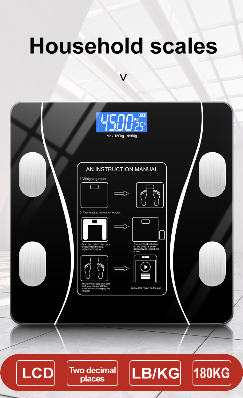 2023 Top seller 180kg/396lb Electronic Bluetooth BMI Smart Body fat scale weighing Scale