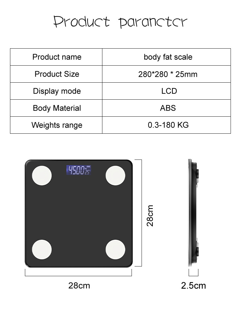 ISO9001 BSCI factory certified products household electronic smart bluetooth analyzer scale body fat scale