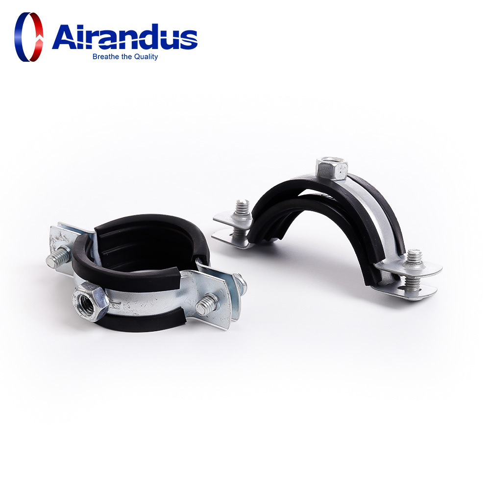 Galvanized steel round pipe bracket pipe hanger ventilation pipe clamps with rubber for 250mm Soild and Spiral Duct