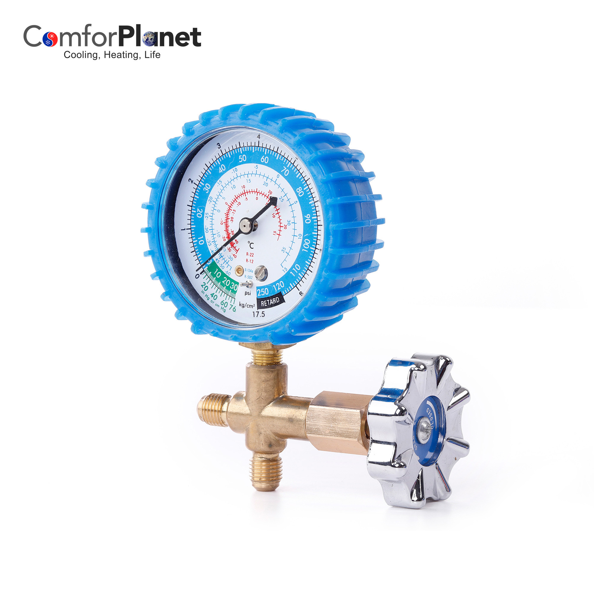 R134a r22 r410a Single Manifold Gauge  meter single valve manifold gauge with aluminum brass body for air conditioning RT-465L