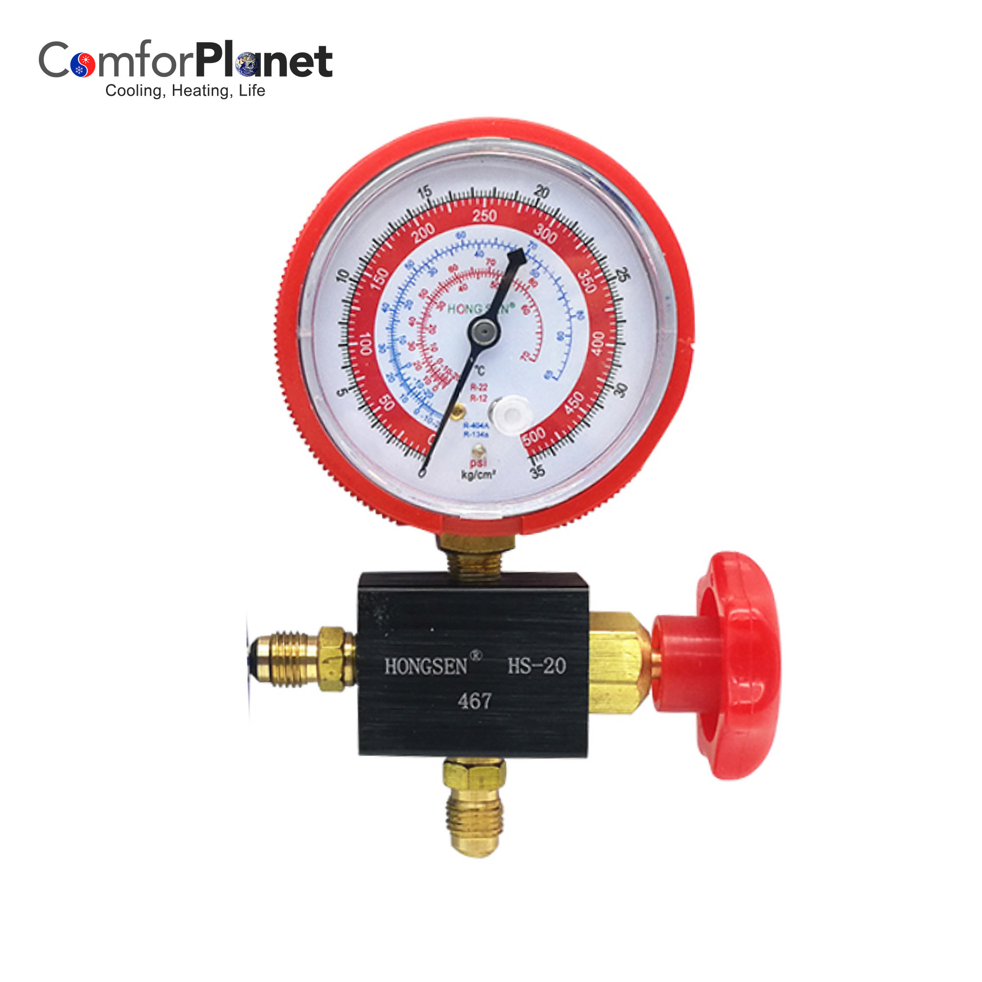 R134a r22 r410a Single Manifold Gauge  meter single valve manifold gauge with aluminum brass body for air conditioning RT-465L