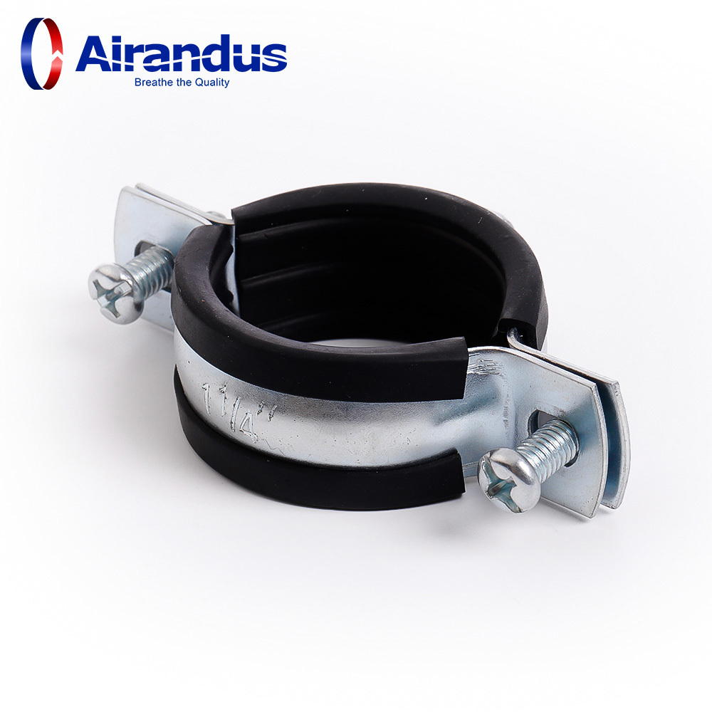 Galvanized steel round pipe bracket pipe hanger ventilation pipe clamps with rubber for 250mm Soild and Spiral Duct