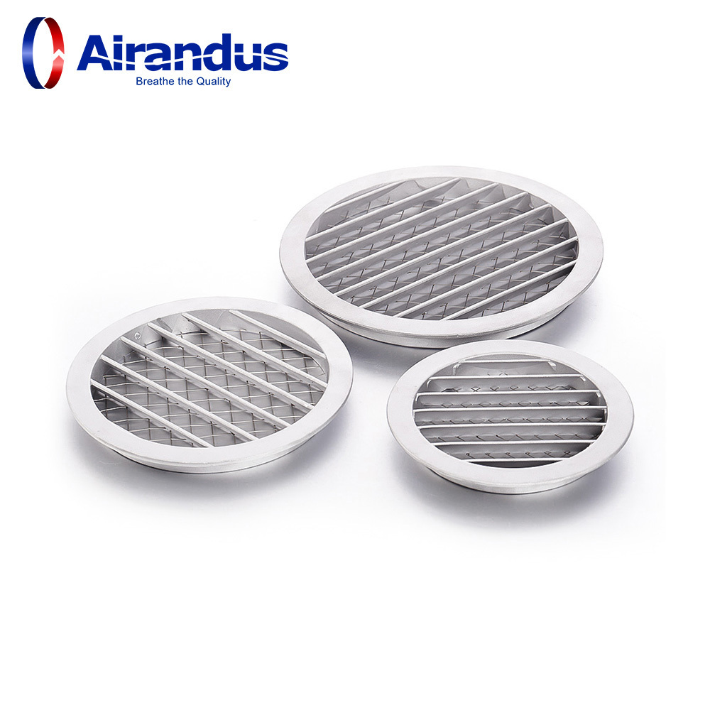 ELC Aluminium Outdoor Round Die Cast vent Louver for ventilation duct air grilles Ceiling grilles with steel mesh air Vent