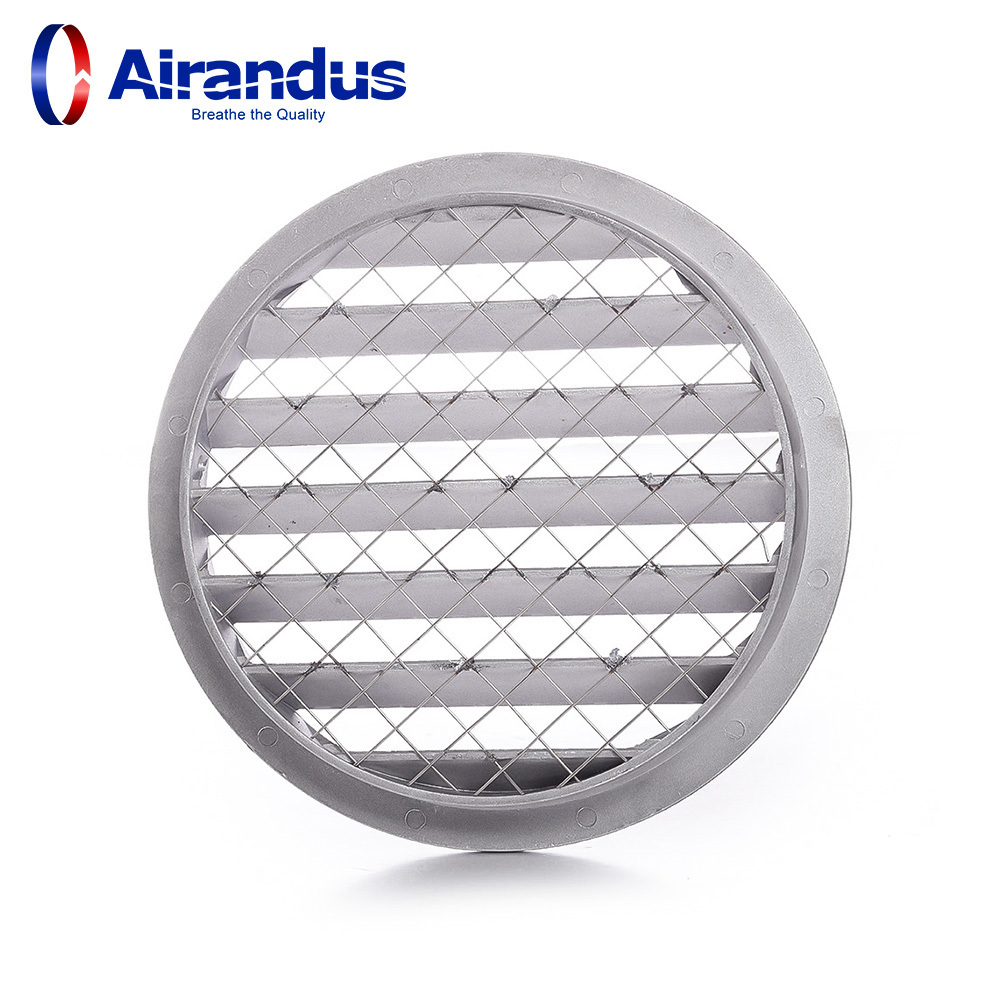 ELC Aluminium Outdoor Round Die Cast vent Louver for ventilation duct air grilles Ceiling grilles with steel mesh air Vent