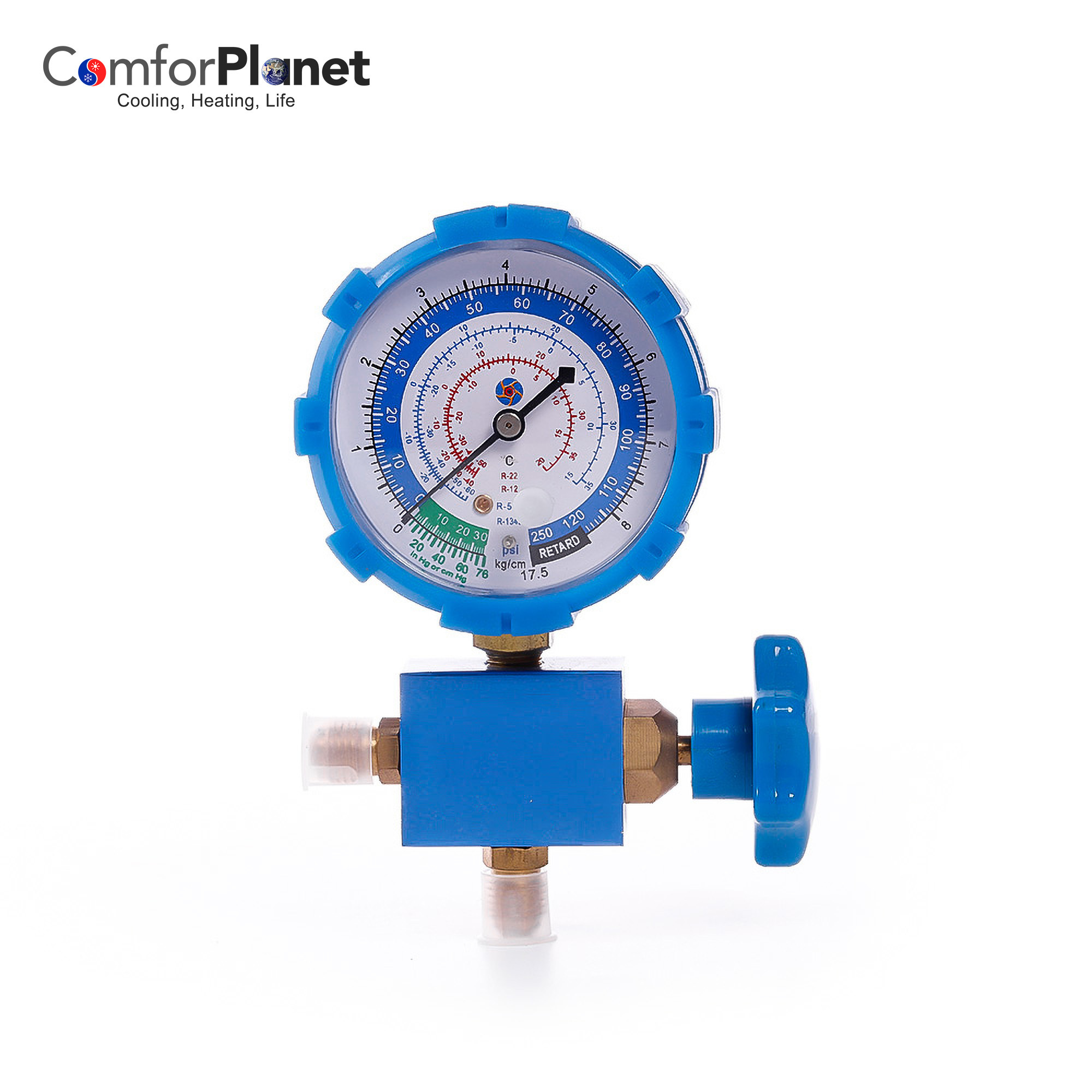 R134a r22 r410a Single Manifold Gauge  meter single valve manifold gauge with aluminum brass body for air conditioning RT-465L