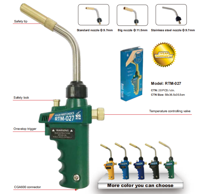 Factory Price HT-1 Gas Hand Torch for Soldering Brazing with Map or Propane Fuel Swivel Tip uses in Plumbing Refrigeration