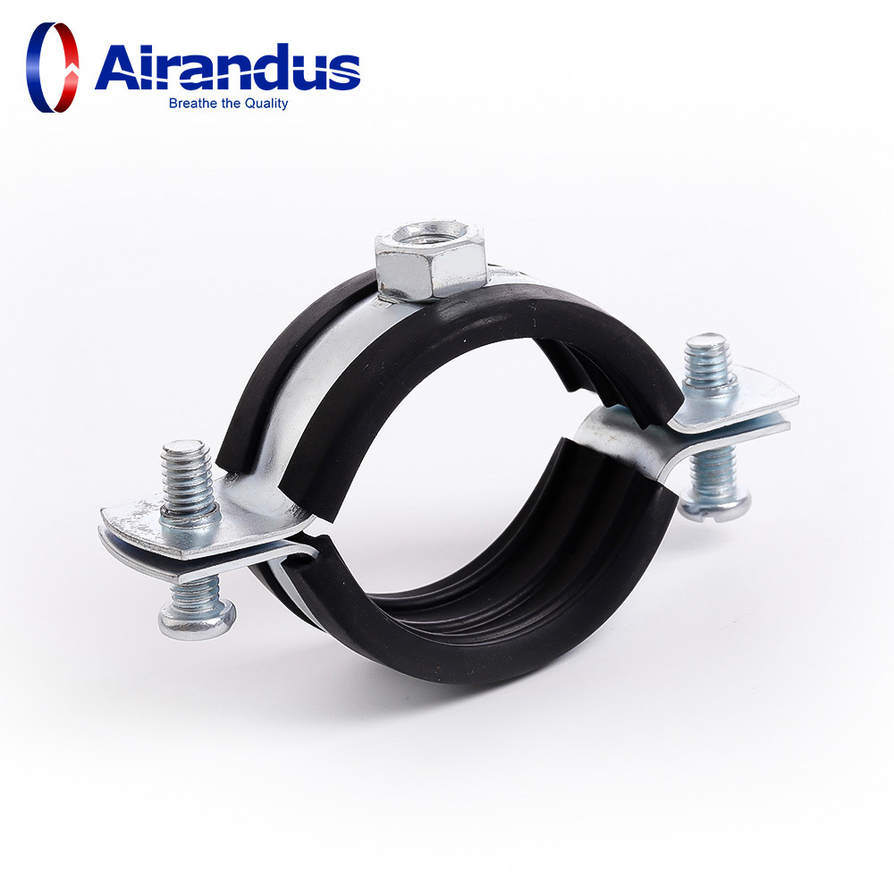 Galvanized steel round pipe bracket pipe hanger ventilation pipe clamps with rubber for 250mm Soild and Spiral Duct