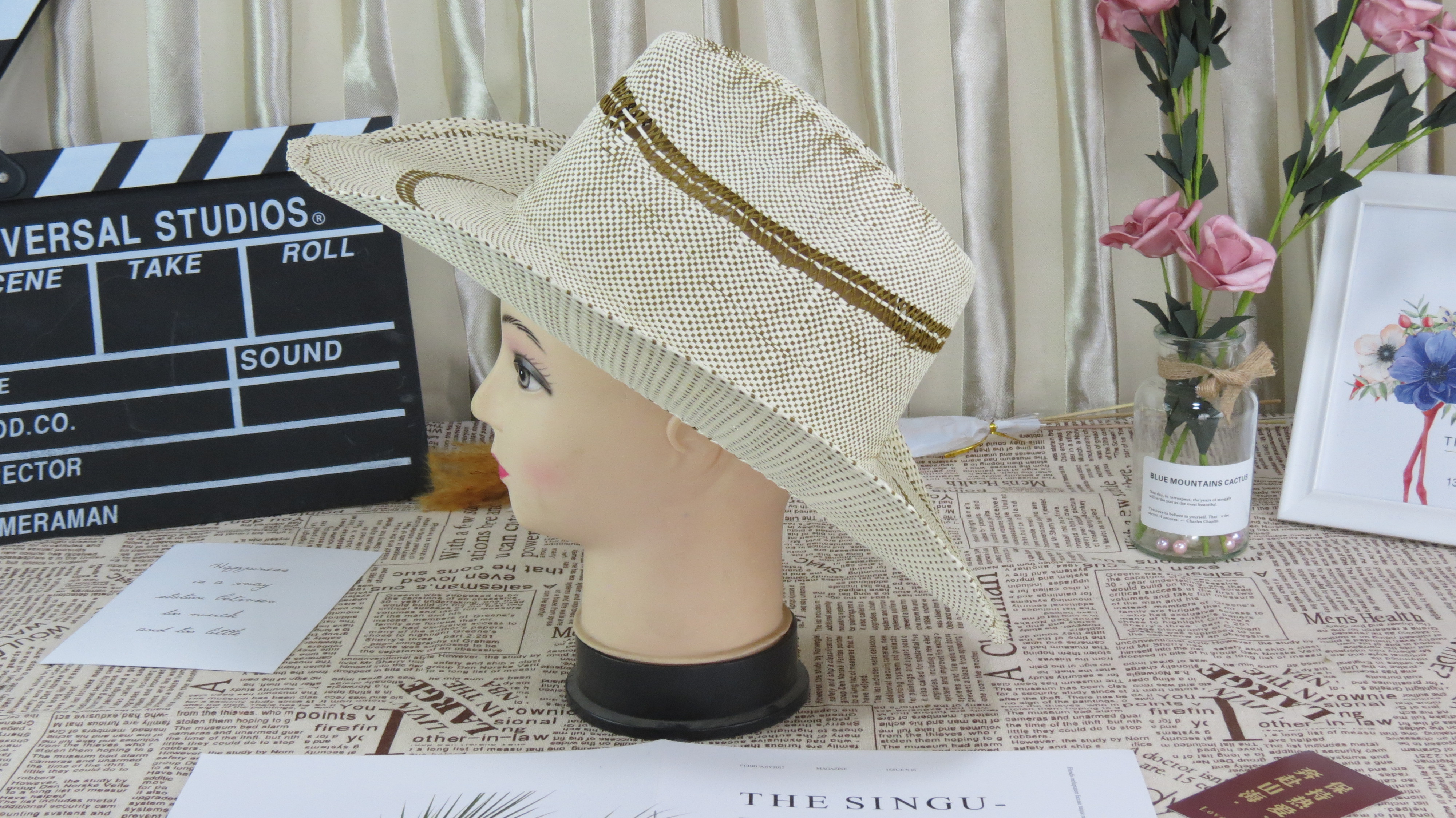 Fashionable Roll Up Brim Men Raffia Straw Cowboy Hat Made In Mexico Cheap Cowboy Hats For Sale