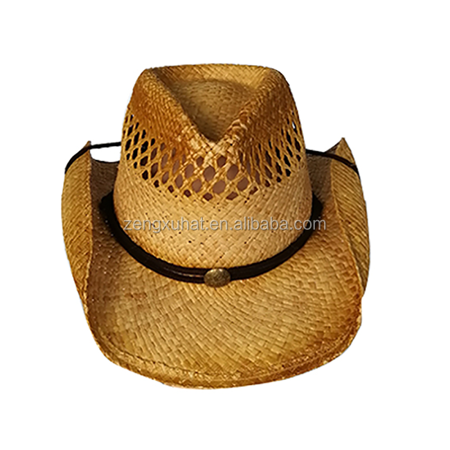 Good quality custom logo band Victoria straw hat bulk straw western cowboy cowgirl hat