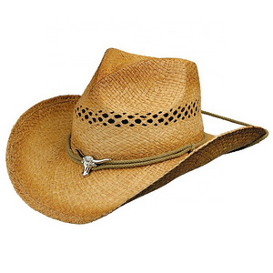 Good quality custom logo band Victoria straw hat bulk straw western cowboy cowgirl hat