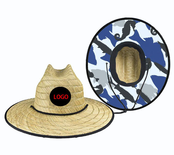 Wholesale Summer Custom Logo Children Kids Straw Hat 2021 Natural Grass Lifeguard Infant Toddler Baby Straw Hat With Underneath