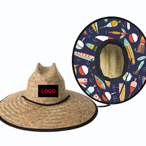 Wholesale Summer Custom Logo Children Kids Straw Hat 2021 Natural Grass Lifeguard Infant Toddler Baby Straw Hat With Underneath