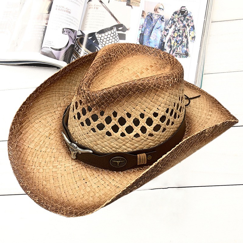 wholesale custom unisex cowboy hat man women  adults straw hats wide brim fashion cowgirl hat China manufacture