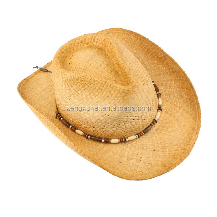 Good quality custom logo band Victoria straw hat bulk straw western cowboy cowgirl hat