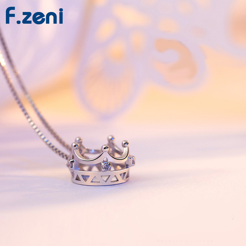 Women Jewelry Crown Pendant Necklace High Quality Platinum Plating S925 Silver 925 Sterling Silver Pendants or Charms Zircon