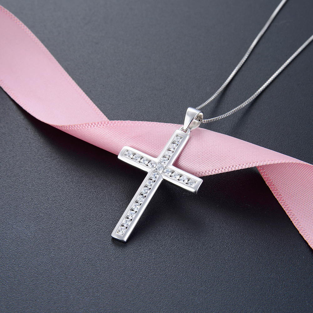 bling sterling silver 925 cross charm cubic zirconia white gold cross pendant necklace cross necklace pendant