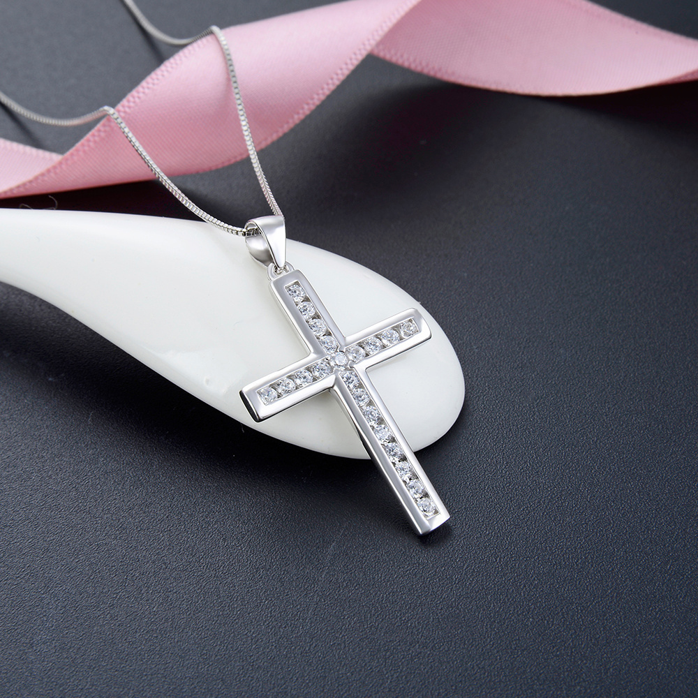 bling sterling silver 925 cross charm cubic zirconia white gold cross pendant necklace cross necklace pendant