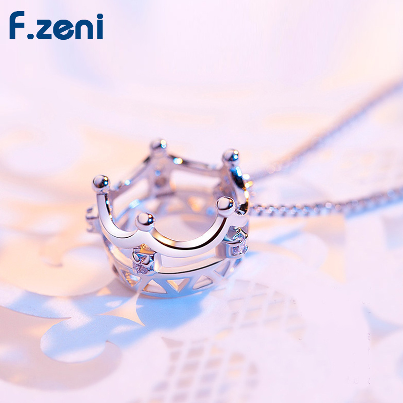 Women Jewelry Crown Pendant Necklace High Quality Platinum Plating S925 Silver 925 Sterling Silver Pendants or Charms Zircon