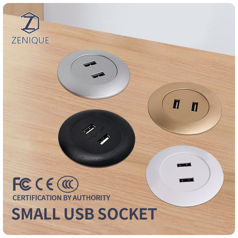 12V DC3.1A Max Output Dual Port Socket USB Charger Office Furniture Round Sofa Double USB Block Charger For Desk