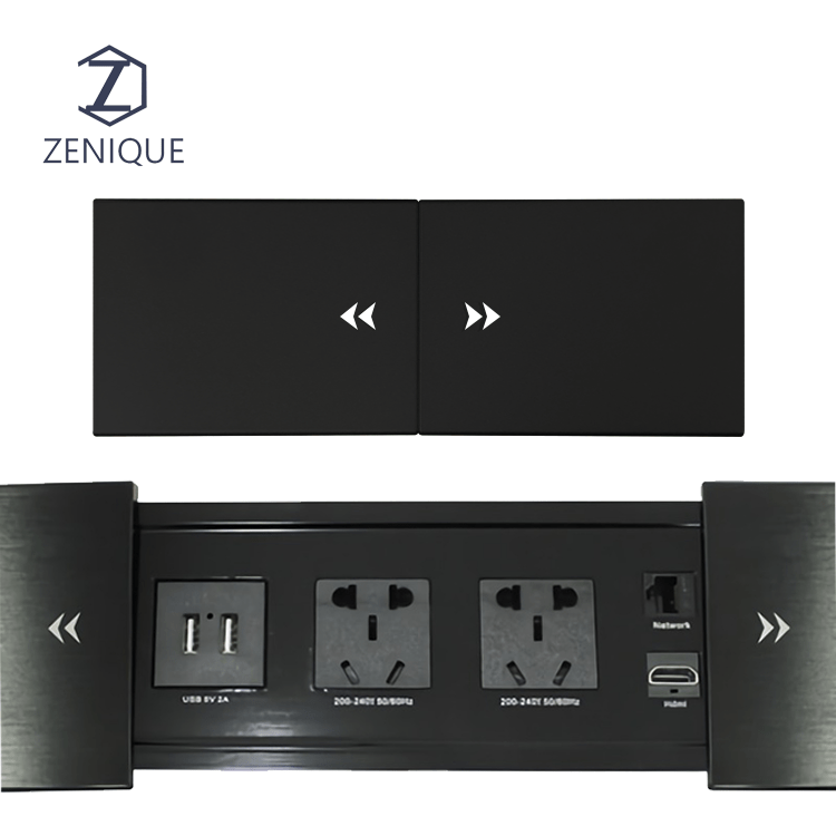 Sliding Cover Table Desk Desktop Tabletop Multimedia Socket Box Power Outlet Recessed Hidden Plug Sockets for Furniture Tables