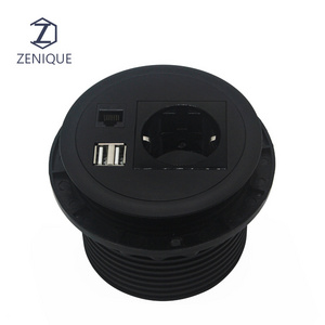 Desktop Outlet Multi Layer Round Embedded Hidden Usb Power Desktop Socket Grommet Wireless Charger