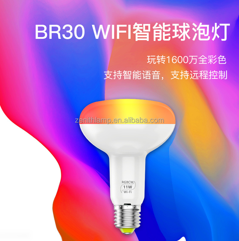 11W  Wi-Fi  Dimming APP Wireless Sunrise Sunset Google Alexa RGB+CCT Smart phone Control  LED Bulb