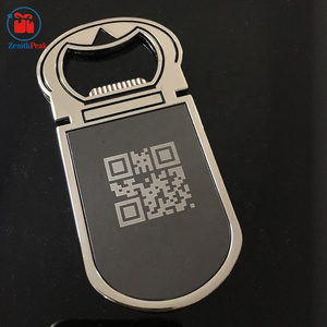 Your own logo metal bottle opener keychain with QR code