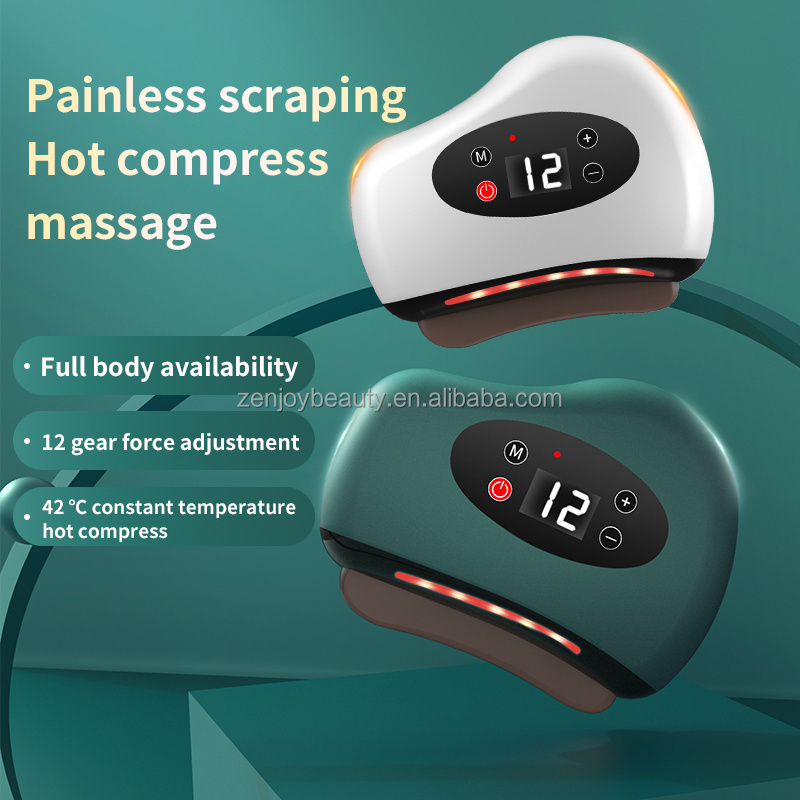 2024 Electric gua sha vibrate heated scraping lifting led light facial massager beauty device led triangle facial tool