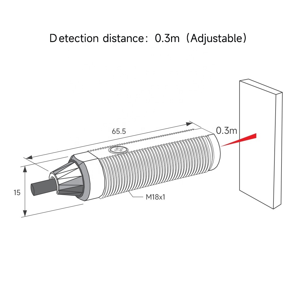 Zhunlian diffuse photoelectric proximity sensor switch 10-30VDC M18 ir photocell sensor