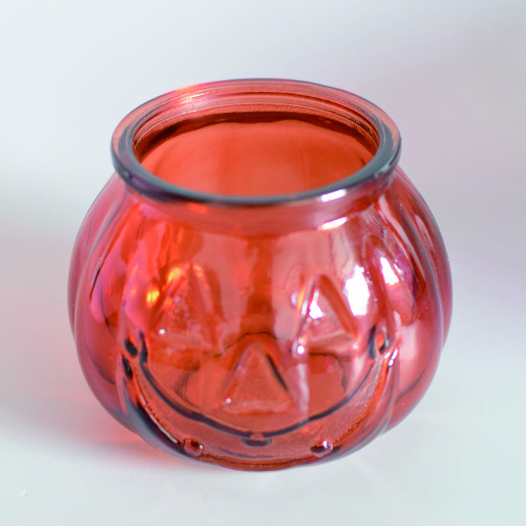 tinted color glass lantern handle glass pumpkin jar for candle