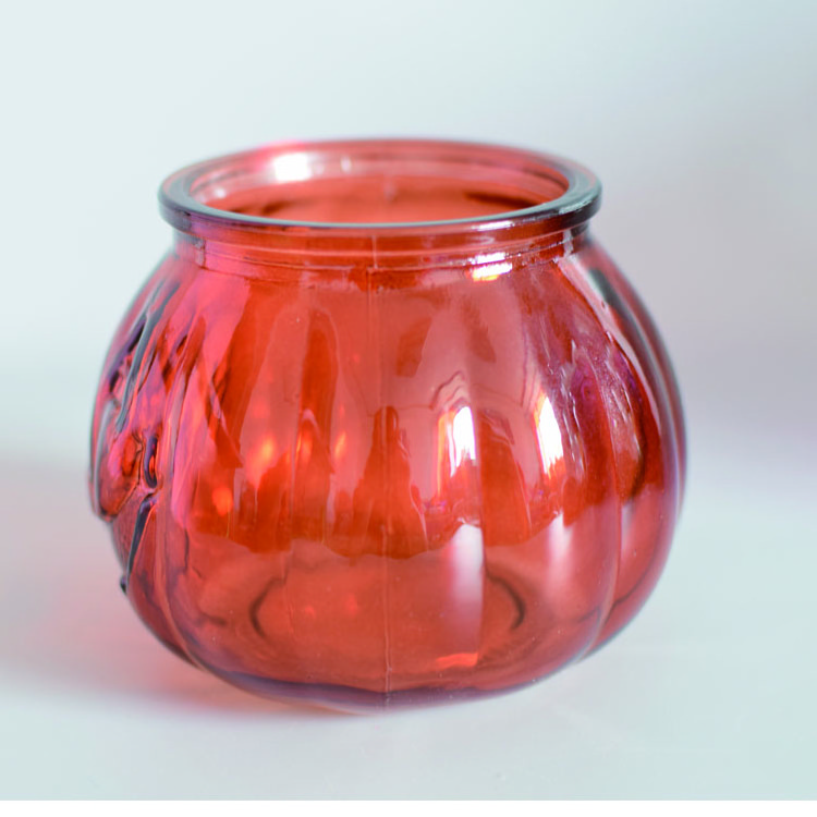 tinted color glass lantern handle glass pumpkin jar for candle