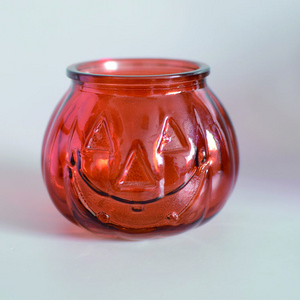 tinted color glass lantern handle glass pumpkin jar for candle