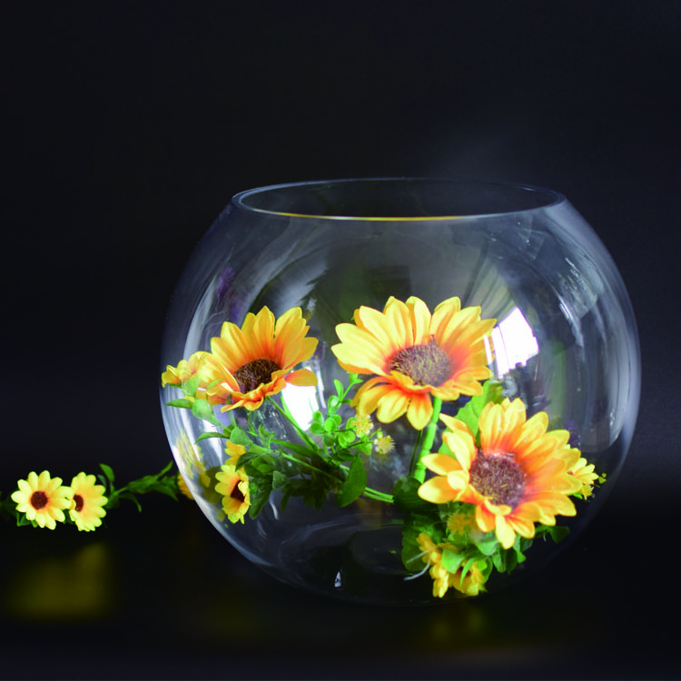 wholesale round bubble glass vase 25cm 30cm size clear glass fish bowl vase