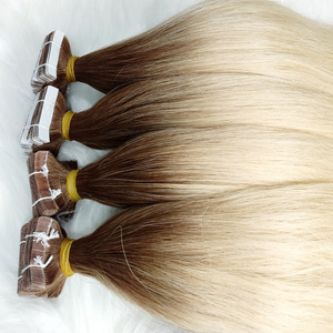 Factory Direct Tape Hair Extensions Real Human Double Drawn Russian Blonde Virgin Cuticle Aligned Remy Hair For Export In Bulk