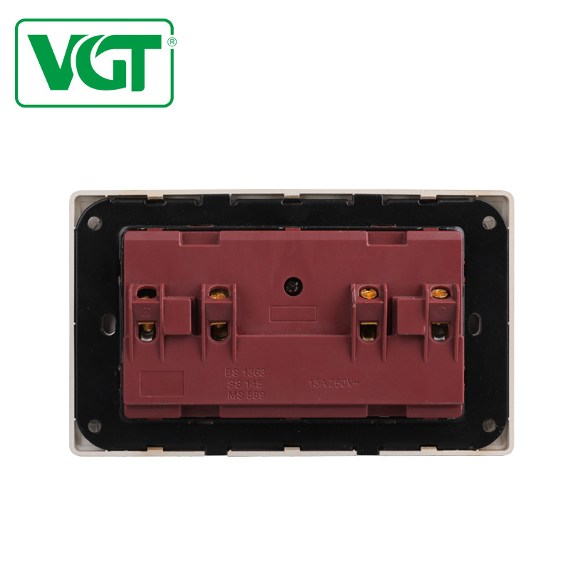 VGT With After-Sale service 13 Amp PC 3 Hole Wall Socket Outlet Spray Painting Gold /wall switch/electrical accessories