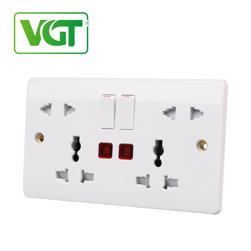 VGT Light Switch Button 13A Home Household Multi EU Wall Universal Socket