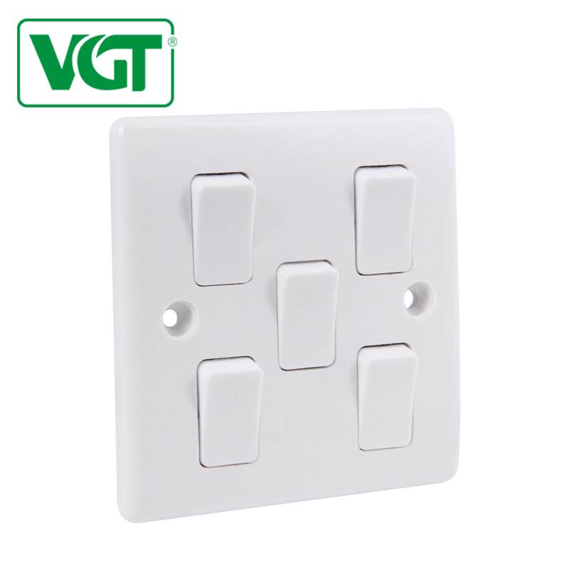 Quality Assurance Electric Socket 5 Gang 1 Way Wall Switch