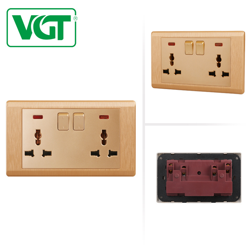 Great Wall Switches Load Break Push Switch Spray Painting Gold Brushed Nickle/universal socket/electrical accessories