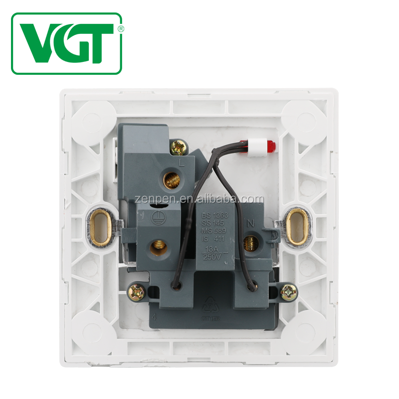 Hot Sales VGT 250V 13A Wall Socket With Night Light electrical accessories /wall switch