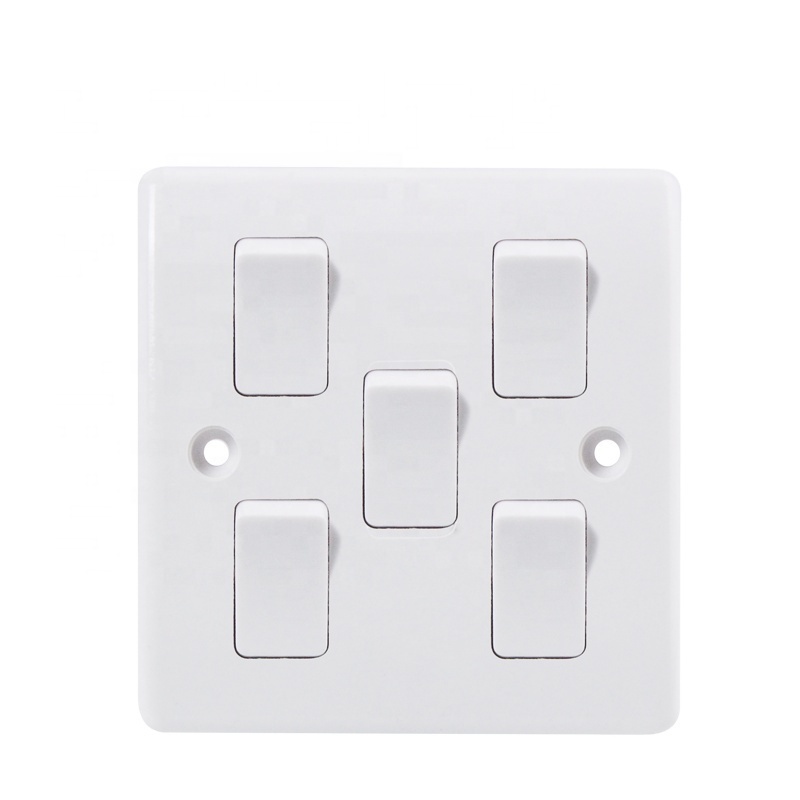 Quality Assurance Electric Socket 5 Gang 1 Way Wall Switch