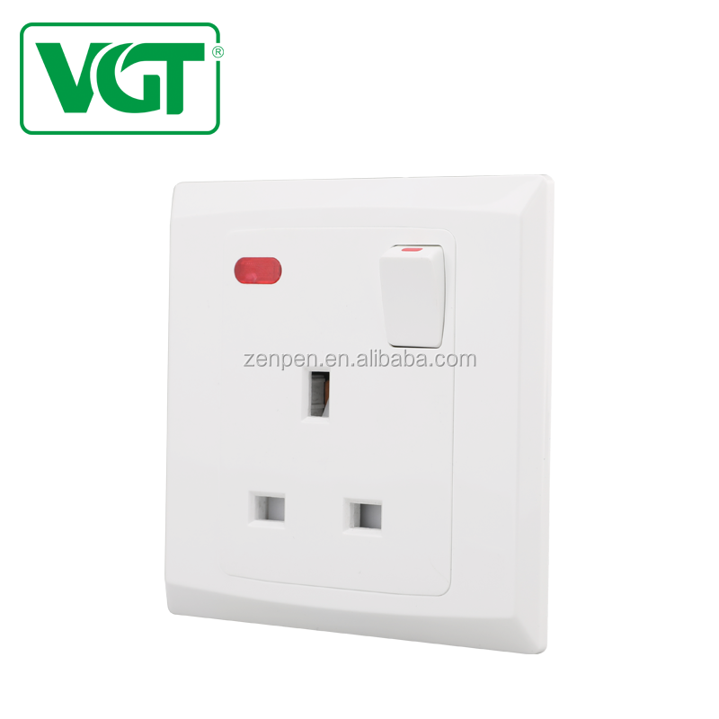 Hot Sales VGT 250V 13A Wall Socket With Night Light electrical accessories /wall switch