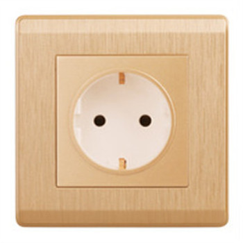 VGT Factory Direct Sale PC Panel 16A Schuko Socket Spray Painting Gold Brushed Nickle/ wall switch