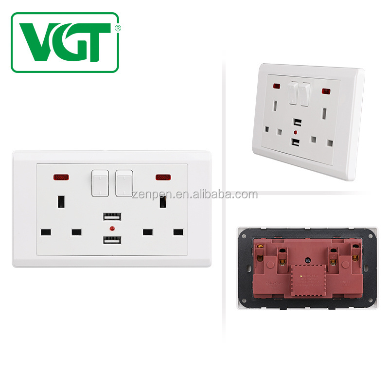 British UK Standard CB IEC G Mark 45 Amp Double Pole Wall Switches With Neon For Air Condition Switches