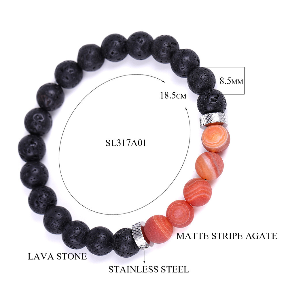 Natural Volcanic Rock Beaded Bracelet Matte Agate Beads Elastic Bracelet For Women Men Handmade Fashion Aromatherapy Jewelry