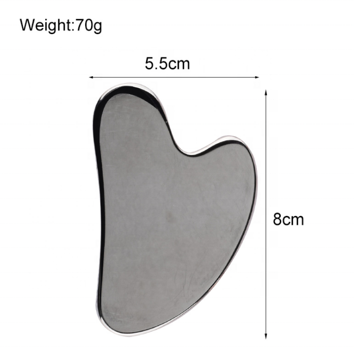 Heart Shape Hand-held Medical Grade Guasha Scraping Stainless Steel Massage Therapy Gua Sha Board Tool