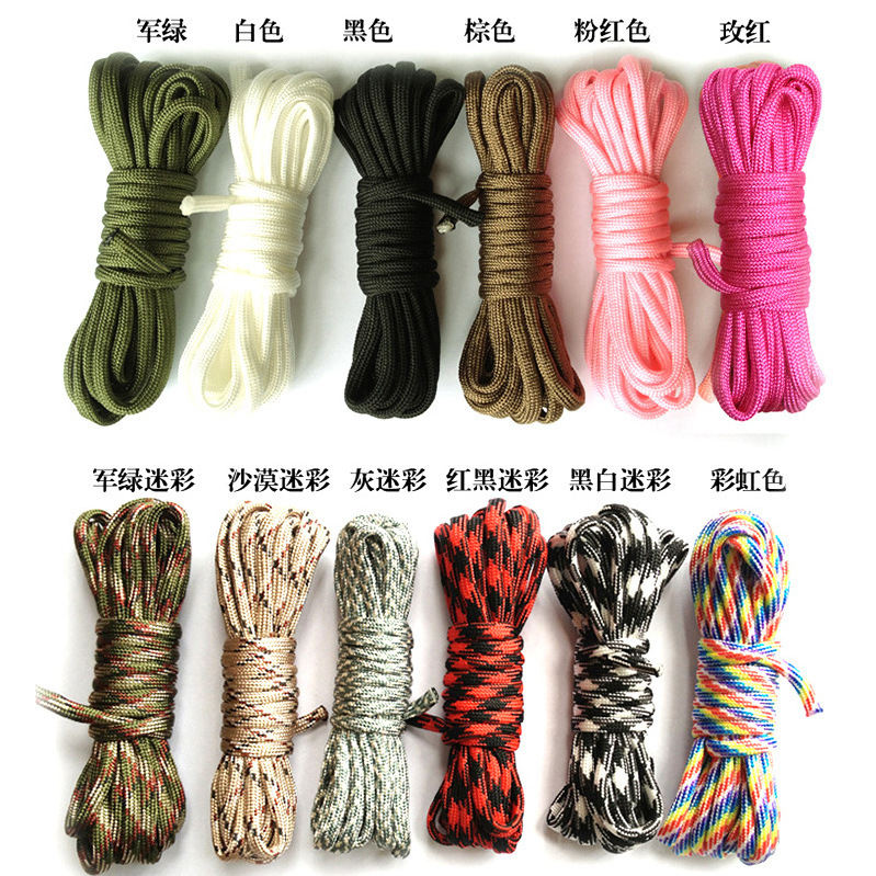 550 Paracord Nylon Parachute Cord Camping Fishing Outside Survival Gear For Lanyards Bracelets Handle Wraps Making