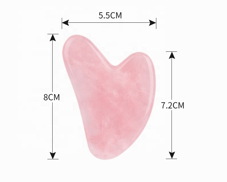 Hot Sales Heart Shaped Gua Sha Board Pink Rose Quartz Jade Stone Scraping Massage Tool Guasha Board