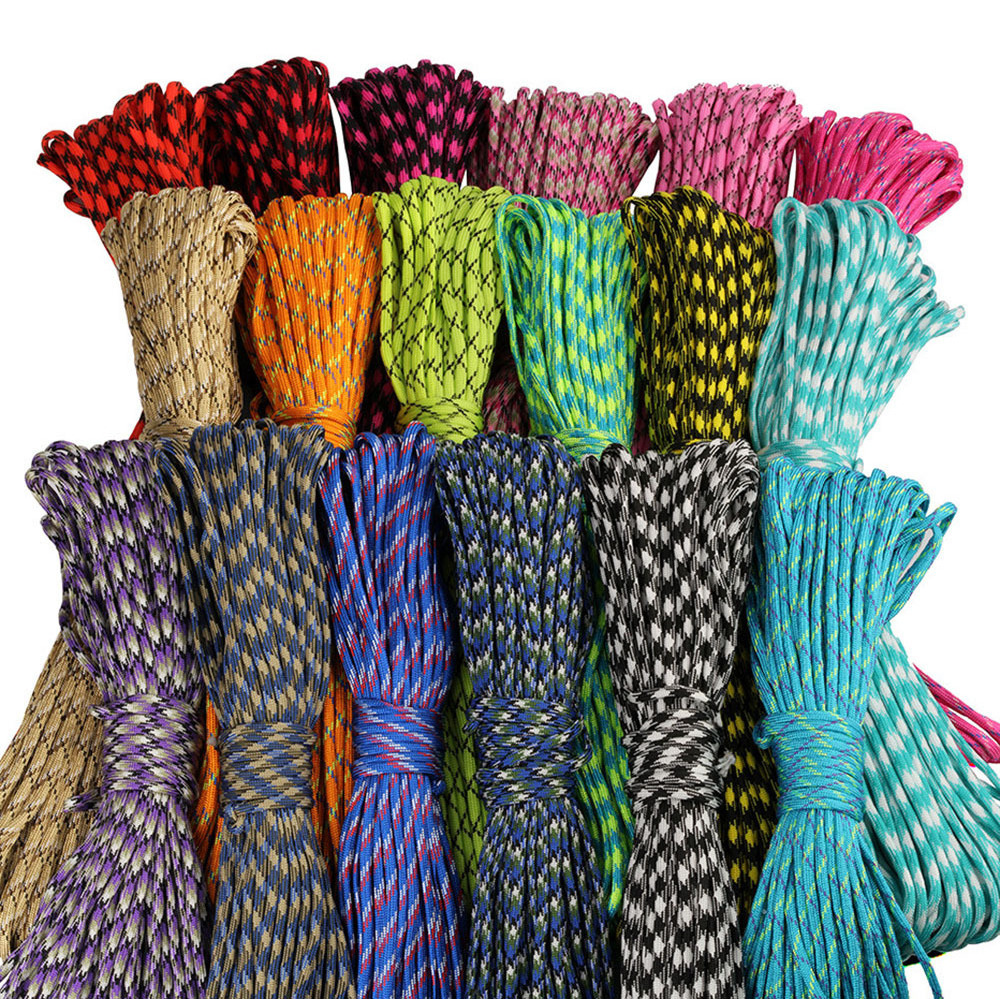 550 Paracord Nylon Parachute Cord Camping Fishing Outside Survival Gear For Lanyards Bracelets Handle Wraps Making