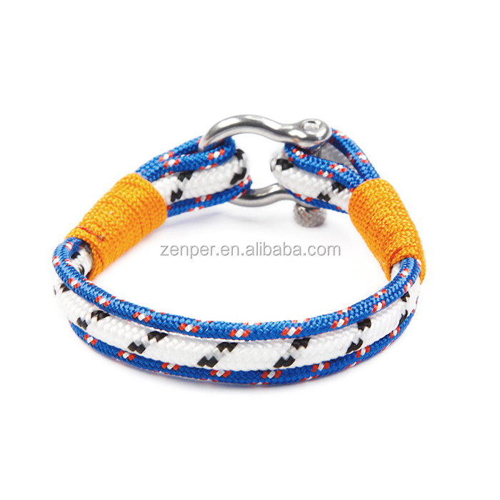 2017 hot sale mens nautical rope bracelet with stainless steel clasp